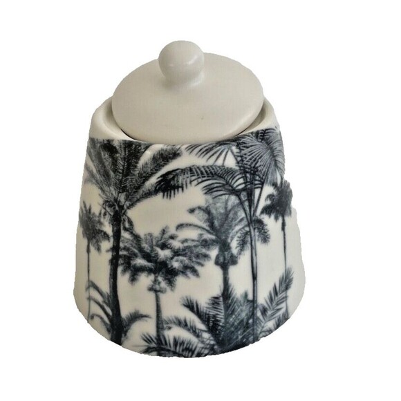 NEW Haus Hand Painted Porcelain Teapot, Sugar Bowl and Creamer Neutral Tropical - Picture 6 of 9